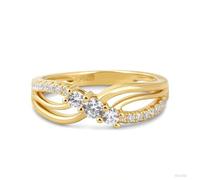 Jeulia Sterling Silver Infinity Ring: Women Personalized Eternity Knot Ring Round Cut Cubic Zirconia Promise Engagement Rings Band Anniversary Jewellery for Her Wife (Three Stone-Gold, O-½)