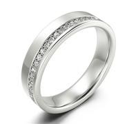 Jeulia Sterling Silver Men's Band Simple 5mm Men Wedding Ring Channel-Set Cubic Zirconia Promise Eternity Ring Comfortable Suitable for Daily Wear (White, S-½)