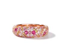 Jeulia Sterling Silver Rose Gold Ring for Women's Dream Garden Multi-color Stones Shiny Cubic Zirconia Eternity Ring Engagement Wedding Band Bridal Sets Anniversary Promise (A, P)