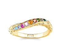 Jeulia Sterling Silver Women Ring: Multi-Stone Rainbow Twist Eternity Band Ring Anniversary Engagement Mother's Day Cubic Zirconia Jewellery Gift for Wife Her Mum (O-½, Twist)