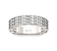 Jeulia Sterling Silver Women's Band: Baguette Cut Cubic Zirconia Promise Engagement Ring Anniversary Eternity Infinity Jewellery for Mom Wife Gift (Q-½, Silver-1)