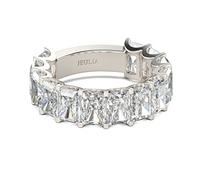 Jeulia Sterling Silver Women's Band: Baguette Cut Cubic Zirconia Promise Engagement Ring Anniversary Eternity Infinity Jewellery for Mom Wife Gift