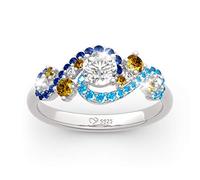 Jeulia "The Starry Night Round Cut Sterling Silver Ring Fashion Ring for Wife Anniversary ladiesfriend Birthday Gift with Beautiful Jewelry Box (Q 1/2)