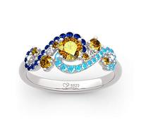 Jeulia "The Starry Night Round Cut Sterling Silver Ring Pure Night&Quiet Moment Fashion Anniversary Promise Engagement Wedding Ring Set for Her with Gift Jewelry Box (V-½, Style-C)