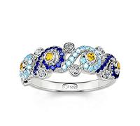 Jeulia "The Starry Night Round Cut Sterling Silver Ring Pure Night&Quiet Moment Fashion Anniversary Promise Engagement Wedding Ring Set for Her with Gift Jewelry Box (M-½, Style-A)