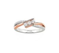 Jeulia Three Stone Wedding Ring for Women in Sterling Silver Two Tone | Bypass Twist Eternity Band Round Cut Pavé Cubic Zirconia Engagement Promise Anniversary Rings for Bridal Gift