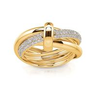 Jeulia Triple Link Knot Sterling Silver Ring for Women,Stainless Steel Sterling Silver Interlocked Rolling Band Rings for Men Russsian Wedding Rings with Gift Box Spinner Ring for Women (gold, R-½)