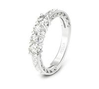 Jeulia Vintage 4-Stone Moissanite Engagement Ring 925 Sterling Silver Promise Rings for Her Lab Simulated Diamond Wedding Bands for Women Anniversary Jewelry with Gift Box D Color VVS1 (White, S-½)