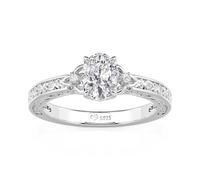 Jeulia Vintage Celtic Knot Moissanite Engagement Ring for Women,925 Sterling Silver Promise/Wedding/Anniversary Band,Exquisite Oval-Cut Solitaire Simulated Diamond Jewellery with GiftBox (White, S-½)
