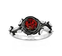 Jeulia Vintage Engagement Ring, Fashion Gothic Black Rose Ruby Cut 925 Sterling Silver Simulated Diamond Ring Infinity Promise Rings Stackable Wedding Band for Women Anniversary Jewelry (Twisted, K-½)