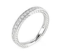 Jeulia Vintage Flower Eternity Ring for Women, 925 Sterling Silver Cubic Zirconia Ring, Engraved Floral Wedding Band, Sparkling Stackable Anniversary Promise Rings for Her (Womens Band, W-½)