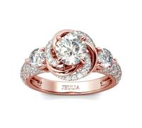 Jeulia Vintage Moissanite Ring - GRA Certified, Classic Solitaire Halo Rose Gold Flower Promise Engagement Ring |Sterling Silver Eternity Wedding Band for Women Anniversary Jewelry (Rose, S-½)