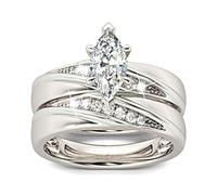Jeulia Wedding Rings Engagement Rings for Women Anniversary Promise Ring Bridal Sets 925 Sterling Silver with 1.6 ct Primary Stone+ 0.32 ct Side Stone (Silver, O 1/2)