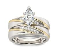 Jeulia Wedding Rings Engagement Rings for Women Anniversary Promise Ring Bridal Sets 925 Sterling Silver with 1.6 ct Primary Stone+ 0.32 ct Side Stone (Yelllow Gold, L 1/2)