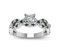 Jeulia Women 2.5 Carat Princess Cut Wedding Band Rings Engagement 925 Sterling Silver Twisted Eternity Birthstone Rings Anniversary Promise with Jewelry Gift Box (Black, L-½)