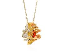 Jeulia x Leyla “Sunset Desert” Art Deco Golden Necklace Sterling Silver Pendant for Her Engagement Wedding Anniversary Valentine Birthday Jewelry With Giftbox (Gold, One Size)