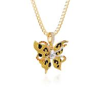 Jeulia x Leyla Wild Leopard Butterfly Necklace Sterling Silver Pendant for Women Her Engagement Wedding Anniversary Valentine Birthday Jewelry With Giftbox (Gold, One Size)
