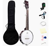 JeuRon 26 Inch Tenor Size Mini Banjo BeginnerProfessional Music Instrument w/Bag Strap Strings Tuner Picks 20 Frets 12 Brackets Gifts Pack (5 strings)