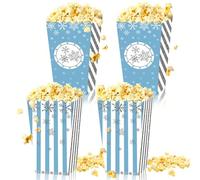 JeVenis 12 PCS Blue Snowflake Popcorn Boxes Winter Onederland Party Supplies Snowflake Party Favors Bags Supplies for Winter Baby Shower Birthday Wedding