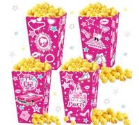 JeVenis 12 PCS Pink Popcorn Boxes Pink Candy Boxes Let's Go Party Box Treat Bags Goodie Bags for Girl Birthday Party Bridal Shower