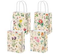 JeVenis 12 PCS Wildflower Butterfly Favor Bags with Handle Floral Treat Candy Goodies Bags for Floral Flower Bridal Shower Baby Shower Birthday Wedding Party Supplies