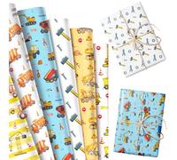 JeVenis 12 Sheet Construction Site Party Gift Bags Tissue Paper Gift Wrapping Paper for Digger Car Baby Shower Birthday Party DIY Craft 27 x 20 Inches Digger Birthday Decoration