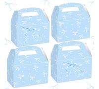 JeVenis 12PCS Blue Bow Popcorn Boxes Bow Party Favor Bags Bow Treat Goodies Candy Boxes for Girls Birthday Baby Shower Bachelorette Party Supplies