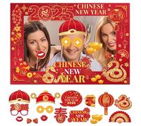 JeVenis 2025 Happy New Year Party Photo Booth Props 2025 Chinese New Year Decoration Chinese Snake New Year Party Supplies