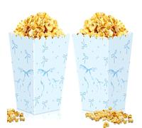 JeVenis 20Pcs Blue Bow Popcorn Boxes Bow Party Favor Bags Bow Gift Treat Goodies Candy Boxes for Girls Birthday Baby Shower Bachelorette Party Supplies