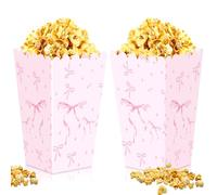 JeVenis 20Pcs Pink Bow Popcorn Boxes Bow Party Favor Bags Bow Gift Treat Goodies Candy Boxes for Girls Birthday Baby Shower Bachelorette Party Supplies