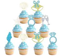 JeVenis 24 PCS Last Toast on the Coast Cupcake Topper Coastal Bachelorette Decoration Beach Theme Engagement Bridal Shower Party Supplies