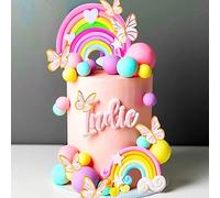 JeVenis 33 Rainbow Unicorn Cake Decorations - Boho Girls Birthday, Baby Shower Cake Decor