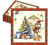 JeVenis 40 PCS Vintage Snowman Guest Napkins Christmas Napkins Snowflake Xmas Tree Decorative Winter Cocktail Guest Towel for Party Table Dinner Bathroom