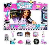 JeVenis 50s sock hop photo booth frame props 50s theme party decorations 50s decorations 50s theme party supplies 50s theme party supplies colorful and retro years room decorations