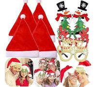 JeVenis 8PCS Christmas Hat Christmas Glasses Santa Claus Cap Christmas Photo Booth Props Christmas Party Supplies Christmas Party Favors