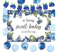 JeVenis Berry Baby Shower Decorations A Berry Sweet Baby Is on The Way Decoration Blueberry Backdrop Banner Background Prop Balloon Fruit Berry Sweet Baby Shower Decoration