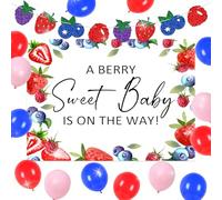 JeVenis Berry Sweet Baby Shower Decorations Blueberry Strawberry Balloon a Berry Sweet Baby Is on the Way Backdrop for Fruit Berries Baby Shower Party Supplies