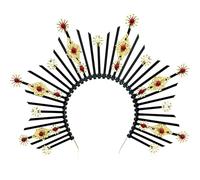 JeVenis Black Halo Crown Baroque Headband Star Goddess Tiara and Crown Sunburst Headband Cosplay Wedding Festival Headpiece