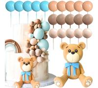 JeVenis Blue Bear Cake Decoration Blue Gold Balls Cake Topper Bears Cake Cake Decoration Baby Shower Birthday Cake Decoration