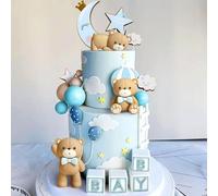 JeVenis Blue Bear Cake Decorations Bear Baby Shower Cake Topper