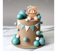 JeVenis Blue Bear Cake Decorations Blue Gold Balls Cake Topper Bears Cake Decoration Baby Shower Birthday Cake Decoration