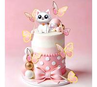 JeVenis Cat Cake Topper Kitty Cake Topper Decorations for Cat Themed Birthday Party Cute Meow Birthday Party Girl Baby Shower Party Decoration
