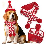 JeVenis Christmas Antler for Dog Reindeer Xmas Pet Red Scarf Winter Neck Warmer Christmas Festive Party Dress-up for Pets