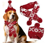 JeVenis Christmas Antler for Dog Reindeer Xmas Pet Red Scarf Winter Neck Warmer Christmas Festive Party Dress-up for Pets