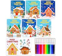 JeVenis Christmas Mini Coloring Books for Kids Gingerbread Man House Party Favors Activity Book Goodie Bag Fillers for Birthday Party Gift Favor Classroom Craft Supplies