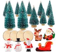 JeVenis Christmas Miniature Ornament Kits for DIY Tiny Christmas Figurines Xmas Tree Snowman Santa Claus centerpiece Table Decoration for Xmas Village Home Gift Craft 20 Pack