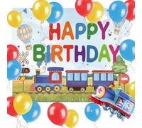 JeVenis Chugga Chugga Train Birthday Party Decorations 2nd Train Birthday Decorations Retro Vintage Train Balloons Backdrop Trains Theme Party Supplies