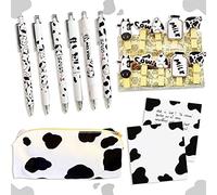 JeVenis Cow Favors Cow Pens Pencil Case Black Ink Pens Sticky Notes School Supplies Kawaii Office Supplies Cow Stationary Supplies