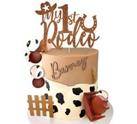 JeVenis Cowboy My First Rodeo Cake Topper Western First Rodeo Cake Decorations Cowboy Hat Birthday Cake Topper Boots Cow Balls Cake Decoration