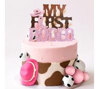 JeVenis Cowgirl Cake Toppers My First Rodeo Cake Decorations Cowgirl Hat Birthday Cake Topper Cowgirl Boots Cow Balls Cake Topper